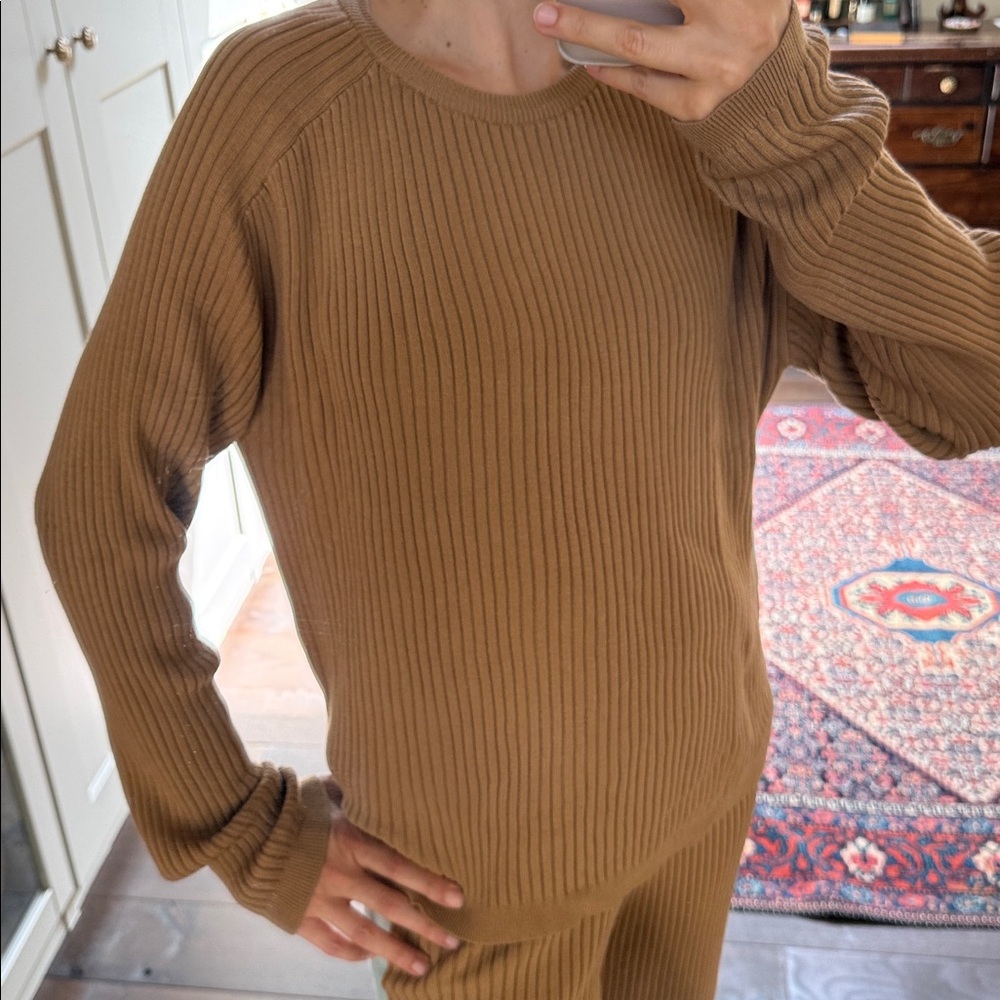 Ragdoll Camel and Blue Ribbed Knit Set - Picture 6 of 12